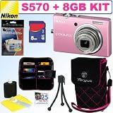 Nikon Coolpix S570 12MP Digital Camera (Pink) + 8GB Accessory Kit
