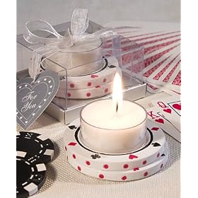 Poker chip design candle favors