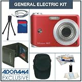 General Electric A835 Digital Camera Kit, Red with 2 GB SD Memory Card, Deluxe Carry Case, Mini Table Top Tripod, Neck Strap, Memory Card Wallet, Screen Protecters for LCD Screen, Cleaning Fluid with Cloth