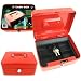 8 Inch Key Lock Red Cash Box with Coin Tray (fls)