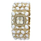 Kenneth Jay Lane Ladies Swarovski � Crystal Accented Gold-Tone White Cabochon Link Watch #KJ4406-WT by Kenneth Jay Lane