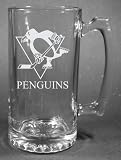 NHL Pittsburgh Penguins Laser Etched 27oz Glass Beer Mug