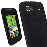 iGadgitz Black Silicone Skin Case Cover with Tire Tread Design for HTC 7 Mo ....