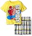 Marvel Little Boys' Marvel 2 Piece Plaid Short Set, Yellow, 7