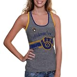 MLB Milwaukee Brewers Ladies Smash Mouth Tank Top - Ash (Small)