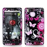 Pink Butterfly Flowers Design Crystal Hard Skin Case Cover for For Motorola ....