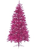 7.5' Sparkling Fuschia Pre-Lit Laser Tinsel Artificial Christmas Tree