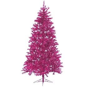 7.5 Sparkling Fuschia Pre-Lit Laser Tinsel Artificial Christmas Tree