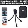 Ultimate Accessory Kit For The Pure Digital Flip UltraHD Camcorder 3rd Generation FVU32120B, U32120W NEWEST MODEL Includes Slim Protective Hard Case + Mini Tripod + 4 AAA Batteries And Charger + More Ultimate Accessory Kit For The Pure Digital Flip UltraHD Camcorder 3rd Generation FVU32120B, U32120W NEWEST MODEL Includes Slim Protective Hard Case + Mini Tripod + 4 AAA Batteries And Charger + More