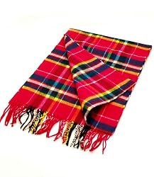 Pretty Fuschia Plaid Cold Winter Scarf 12" x 64"