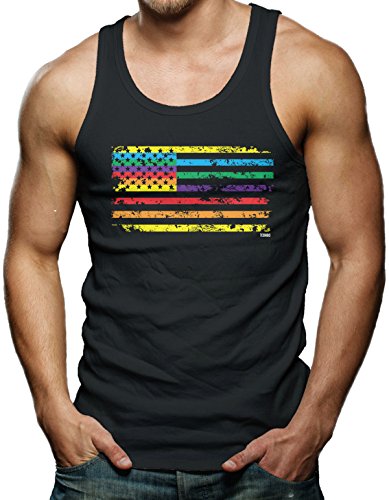 Rainbow American Flag - Gay Lesbian Men's Tank Top T-shirt