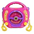 Idena 6805340 Kinder CD-Player "SING-A-LONG" pink mit 2 Mikrofonen und LED-Display