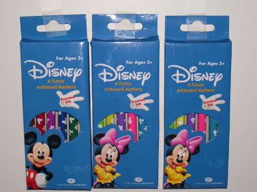 Childrens Toyshop  Toys : 3 Packs of Disney Fuzzy Artboard Markers (Sold As a Set)