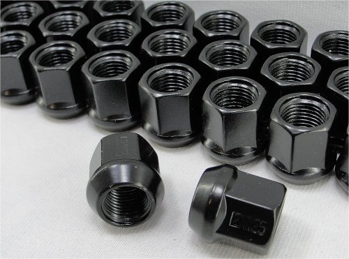 12mm x1.25" Black Open End Bulge Acorn Lug Nuts 3/4" Head, 60° Set of 20 Lugs 12x1.25