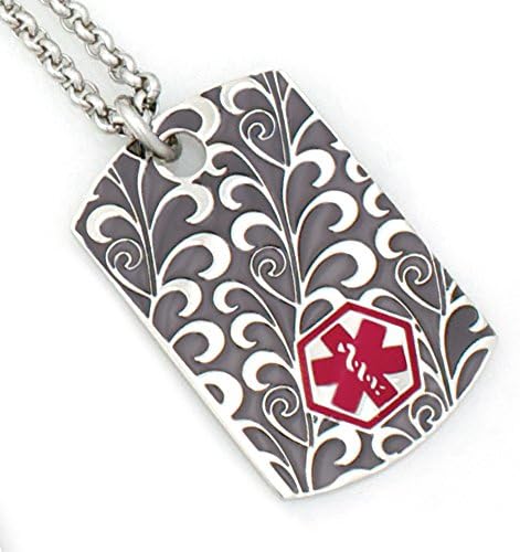 Women's Scroll Medical ID Dog Tag Necklace