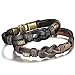FIBO STEEL.Vintage Alloy Braided Leather Bracelet for Men Wrist Rope, 8.5 inches