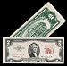 Series 1953 Red Seal Two () Dollar U.S. Note Old Paper Money