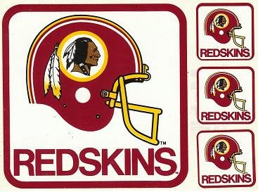 NFL's Redskins Football Decal (1 Large, 3 Small) -Sponsored By Mobil Gas-