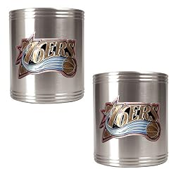 Philadelphia 76ers NBA 2pc Stainless Steel Can Holder Set - Primary Logo by Great American Products