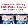 Osram Nightbreaker Plus H7 2. Generation 64210NBP 2 Duo Packs(4 St�ck Gl�hbirnen) Lieferung FREI HAUS