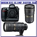 Nikon D3S 12.1 MP CMOS Digital SLR Camera + Nikon 24-70mm f/2.8G ED AF-S Nikkor Wide Angle Zoom Lens + Nikon 70-200mm f/2.8G ED VR II AF-S NIKKOR Lens For Nikon Digital SLR Cameras