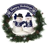 20" NHL Toronto Maple Leafs Snowman Couple Christmas Berries & Pine Cones Wreath