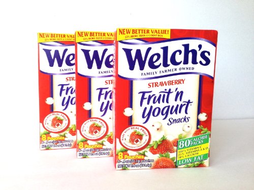 Welch's Fruit n Yogurt Snacks Strawberry 8 Pouches, (Pack of 3)