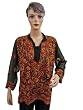 Womens Embroidered Georgette Sheer Black Kurta Tunic Top Dress Size Medium