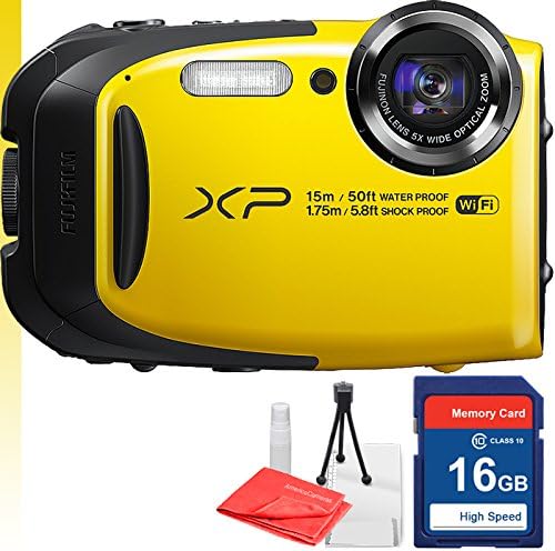 Fujifilm Fuji XP80 Yellow Camera &amp; 16GB SD Memory Card Class 10 High Speed