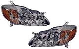 2003-2004 ( 03 04) Toyota Corolla Headlight Assembly (Black) - (S Model) - One Pair (Both Driver and Passenger Sides) - DOT Certified Headlamp