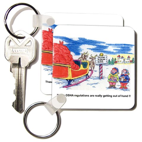 Kevin Edler Cartoon about Santa and OSHA for Christmas - Set Of 6 Key Chains