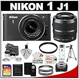 Nikon 1 J1 10.1 MP Digital Camera Body with 10-30mm & 30-110mm VR Lens (Bla ....