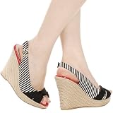 Konya20 Nautical Espadrille Wedge Shoe BLACK WHITE 51Eu3Sr93gL. SL160 Konya20 Nautical Espadrille Wedge Shoe BLACK WHITE