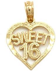 Sweet 16 Heart Charm 14k Gold 14.5mm