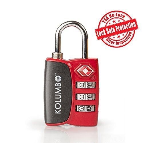 TSA Lock - 3 Digit Combination - Best TSA Approved Lock For Travel Safety and Security - Lock Alert, Heavy Duty, Assorted Colors TSA Suitcase Lock - Lock Safe Protection - Environmentally Friendly Luggage Lock