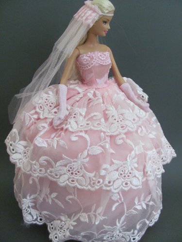 A Pink Wedding Dress with Veil Fits 11.5