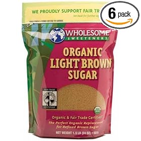 Wholesome Sweeteners Fair Trade Organic Light Brown Sugar, 24-Ounce Pouches (Pack of 6)