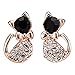 MAKIYO Bling Cute Bowknot Cat Rhinestone Crystal Ear Studs Earrings