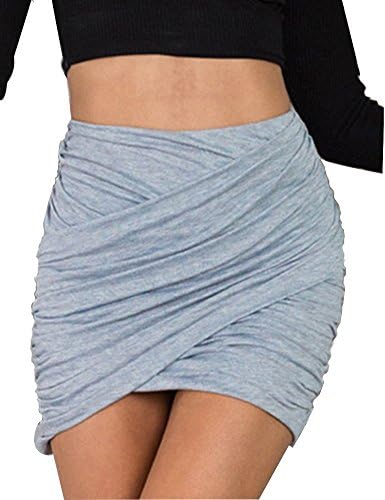 Women's Sexy Wrap Hip Stretch Draped Short Mini Pleated Skirts