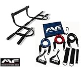 Maximum Muscle Gym Doorway Chin Up Bar + Premium 3pc Resistance Bands Set + Bonus Abs & Resistance Band Workout Guides