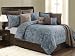 Victoria Classics Budapest 12-Piece King Comforter Set, Blue/Chocolate