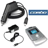 3 Pieces Value Combo Of Motorola Razr Razor V3 V3c V3i V3m Auto Car Charger Adapter+ Home/Travel/Wall Battery Charger+ Crystal Clear Hard Shell Case