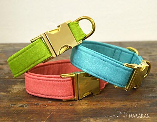 Dog collar: Simple Colors. Adjustable. Handmade with 100% cotton fabric. Opalescence fabric. Wakakan