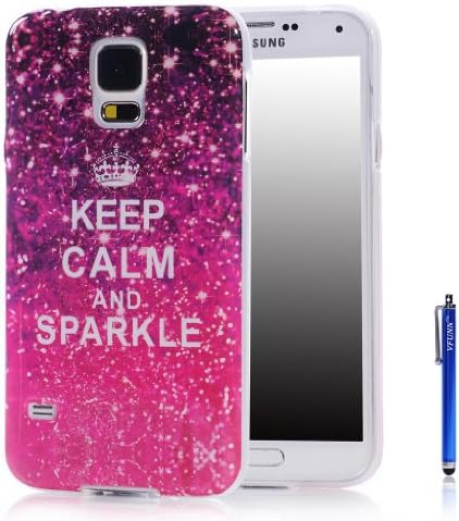 Vfunn Premium TPU Gel Scratch Resistant Funny Cartoon Case Cover for Samsung Galaxy S5 SV i9600 with 1 Screen Protector 1 Clean Cloth Cleaner 1 Blue Stylus Pen (Samsung Galaxy S5,Sparkle)