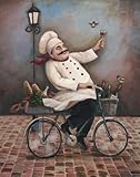 4 Jolly Chef Prints Kitchen Decor Food/Wine Art Prints