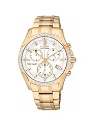Citizen Womens FB1253-54A Eco-Drive Rose Gold Tone Diamond Chronograph Watch