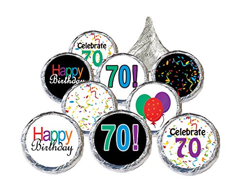 Happy 70th Birthday Sticker Decorations for Hershey Kisses (Set of 324)