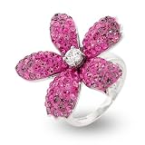 Pretty Pink Swarovski Crystal Flower Cocktail Ring Size 5 (Sizes 5 6 7 8 9 Available)