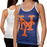 MLB Touch by Alyssa Milano New York Mets Ladies Sublimated One Time Burnout Tank Top - Royal Blue-Orange (Large)