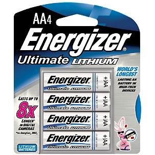 Energizer Ultimate L91BP-4 Lithium AA Battery 4 Pack